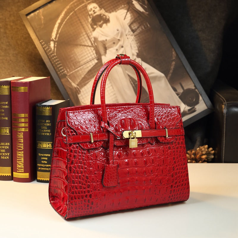 Women's Elegant Crocodile Pattern Big Mother Hard Handbags