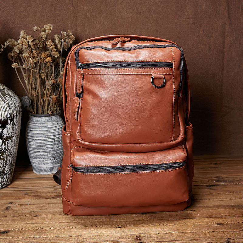 Men's Leather Business First Layer Cowhide Trendy Backpacks