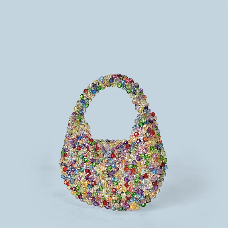 Light Luxury Advanced Texture Handmade Beaded Mini Beads Shiny Handbags