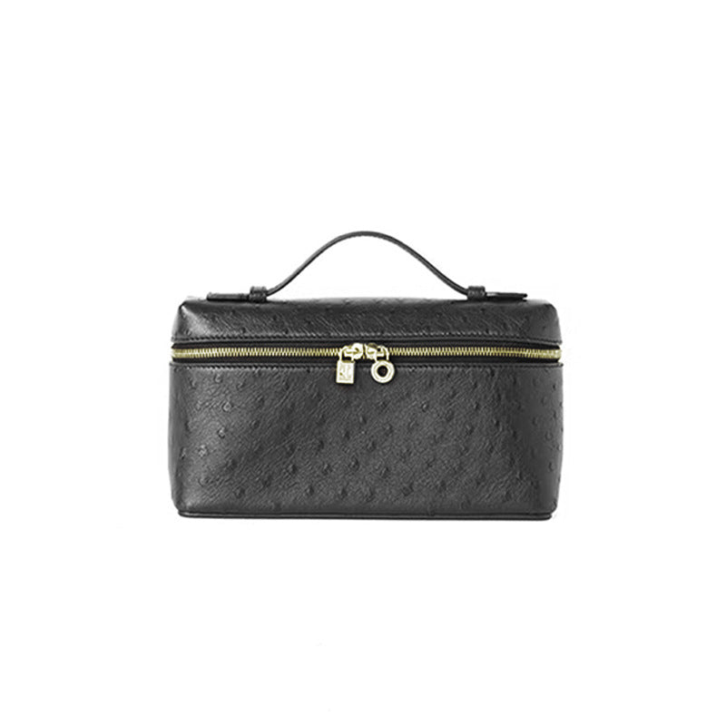 Women's Lunch Box Ostrich Leather Popular For Crossbody Bags