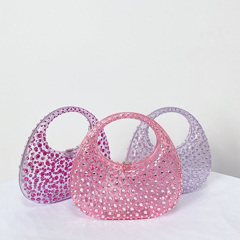 Women's Elegant Transparent Summer Acrylic Diamond Evening Bags
