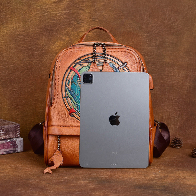 Pisces Leather First Layer Cowhide Creative Backpacks