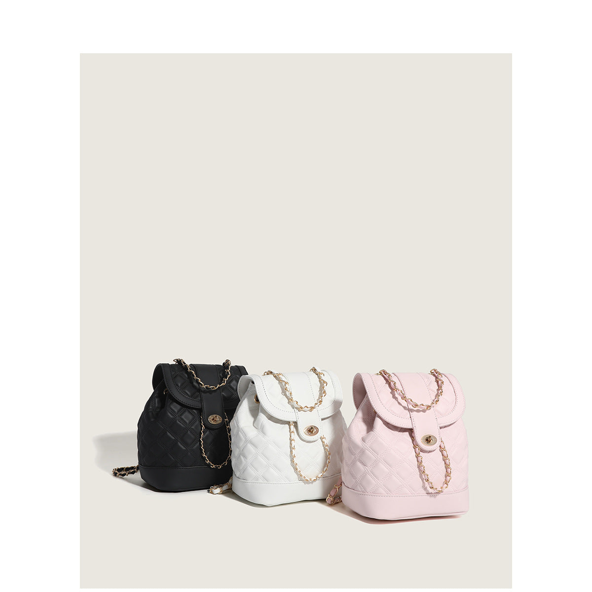 Women's Advanced Texture Summer Versatile Rhombus Chain Backpacks