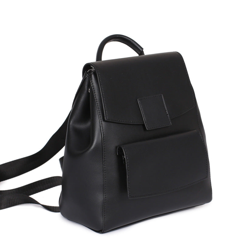 Women's Style Genuine Leather Color Matching Cowhide Backpacks
