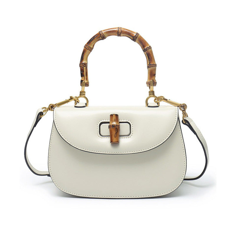 Leather Retro Fashion Cattlehide High-grade Bamboo Handbags