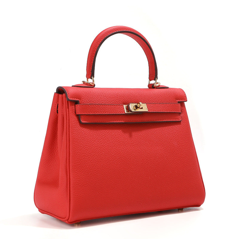 Women's High-grade First Layer Cowhide Kelly Underarm Shoulder Bags