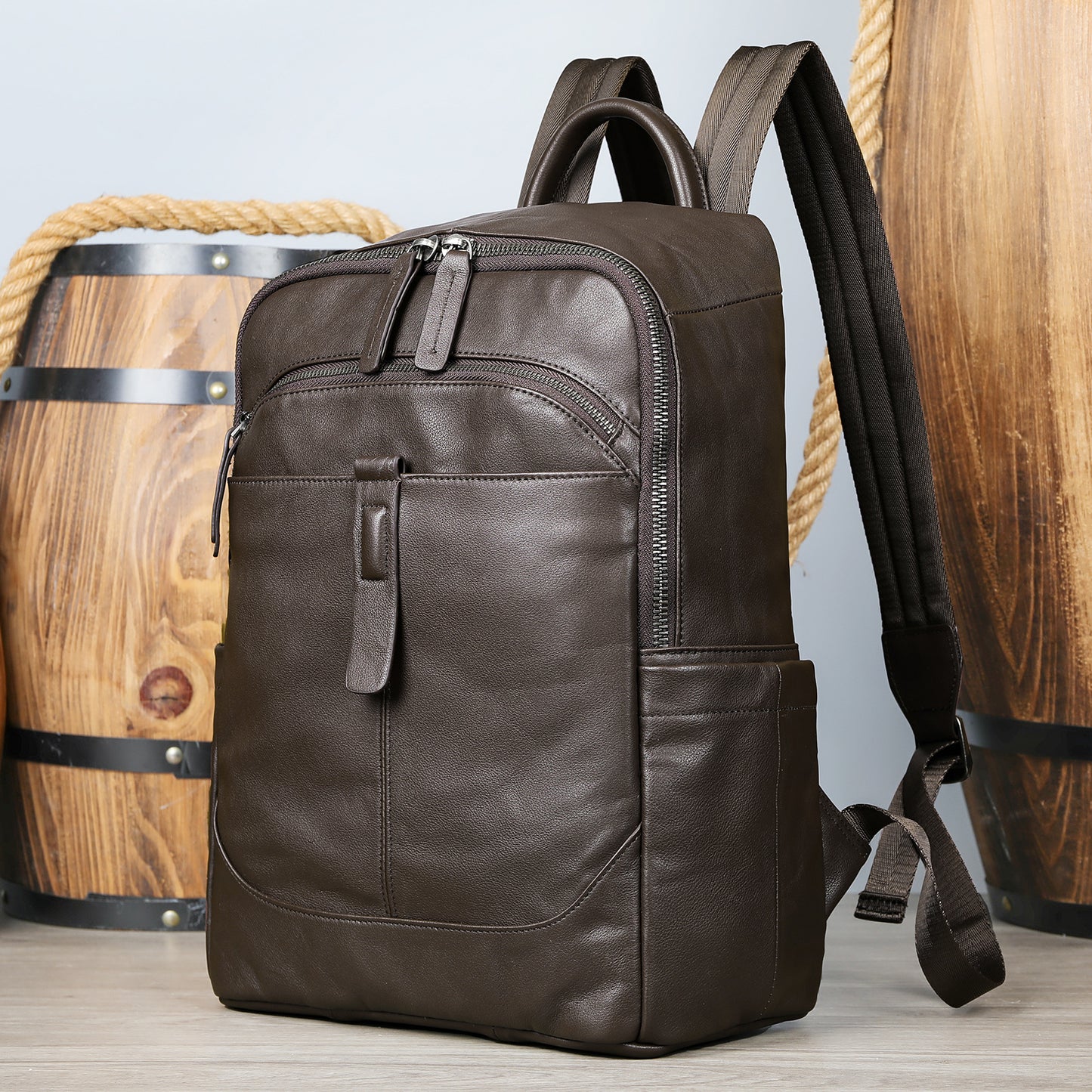 Men's Handmade First Layer Cowhide Business Leather Backpacks