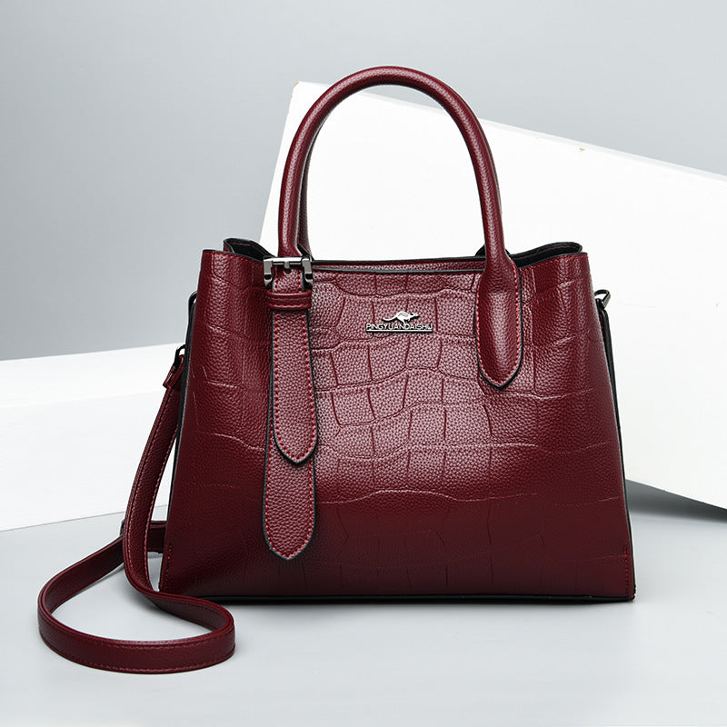 Women's Leather Versatile Large Capacity Mom Cross Handbags