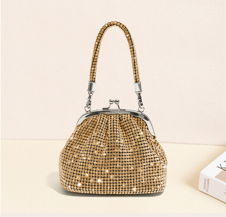 Women's Rhinestone Shell Clip Chain Handmade Dinner Shoulder Bags