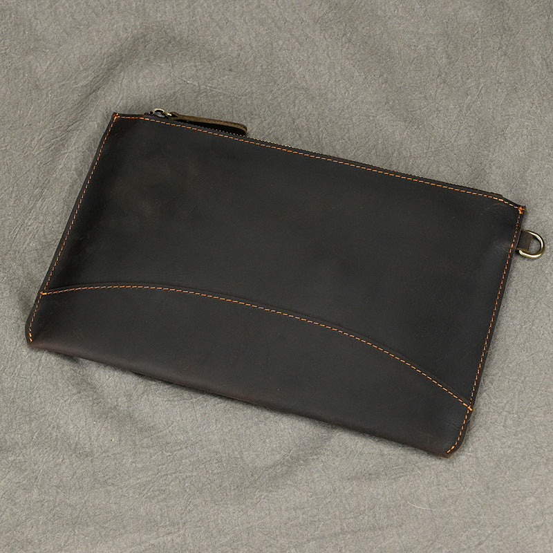 Men's Clutch Crazy Horse Leather First Layer Bags