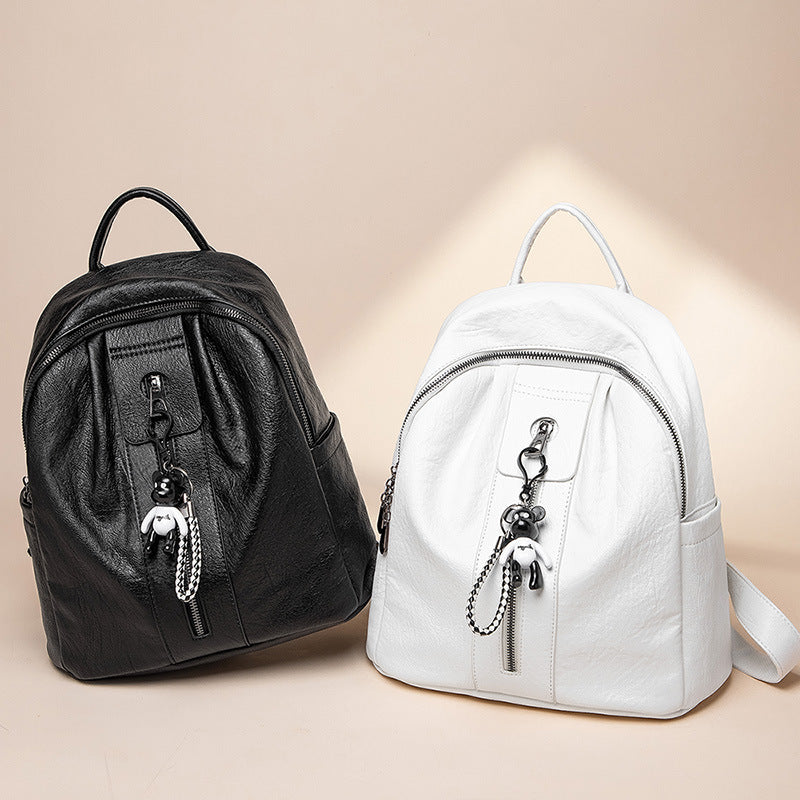 Women's Fashion Korean White Large Capacity Soft Backpacks