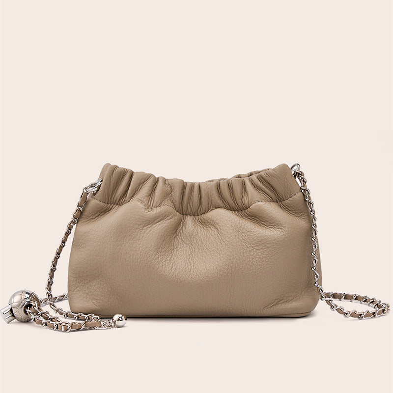 High-grade Gold Chain Cowhide Cloud Underarm Crossbody Bags