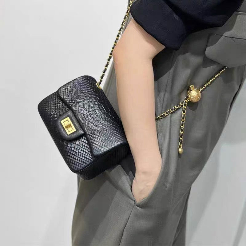 Women's Exquisite Golden Balls Genuine Leather Yak Snakeskin Bags