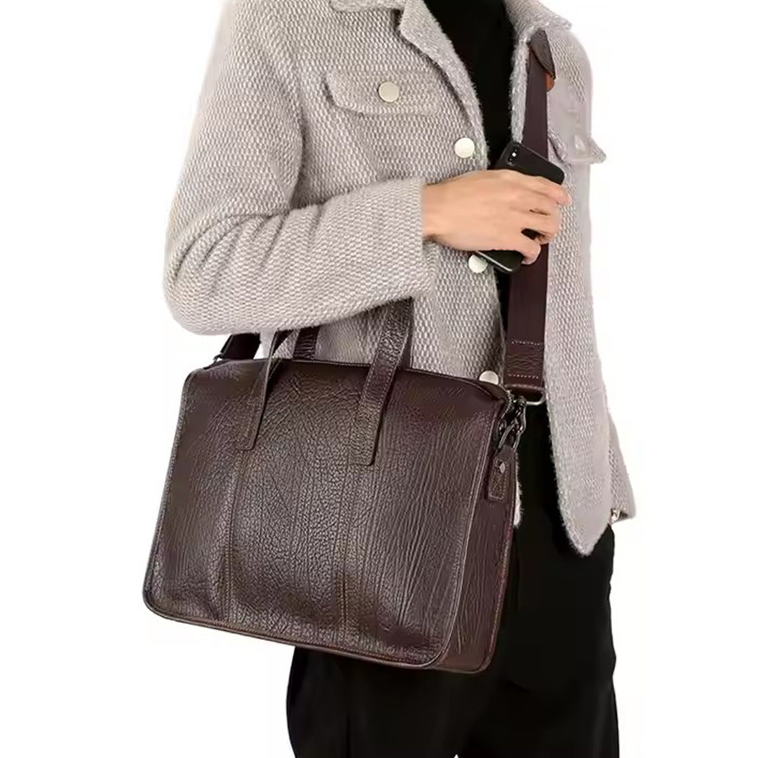 Men's For First Layer Cowhide Inch Computer Men's Handbags