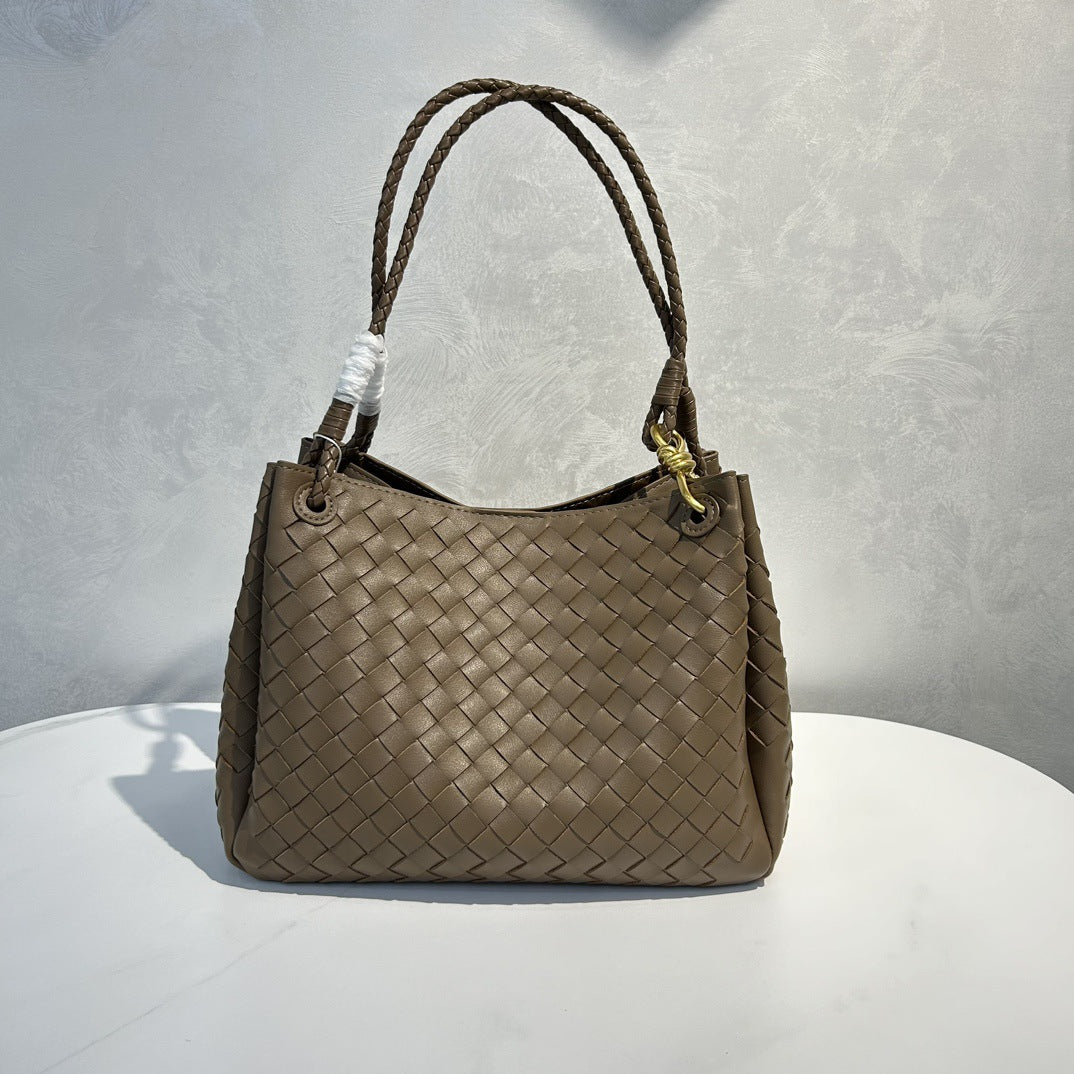 Women's Large Parachute Leather Woven Portable Vegetable Crossbody Bags