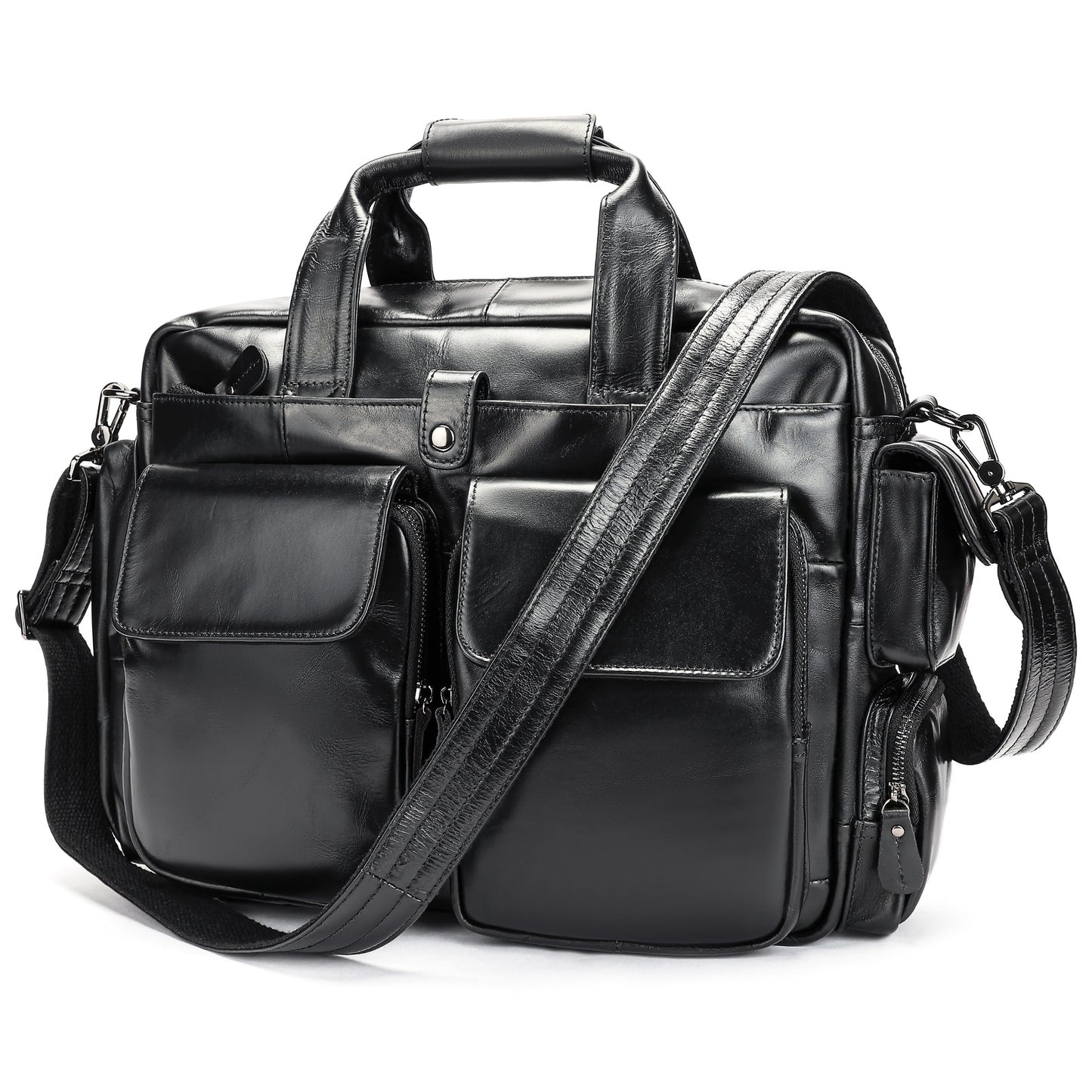 Men's Genuine Leather Business Large Capacity Oil Men's Handbags