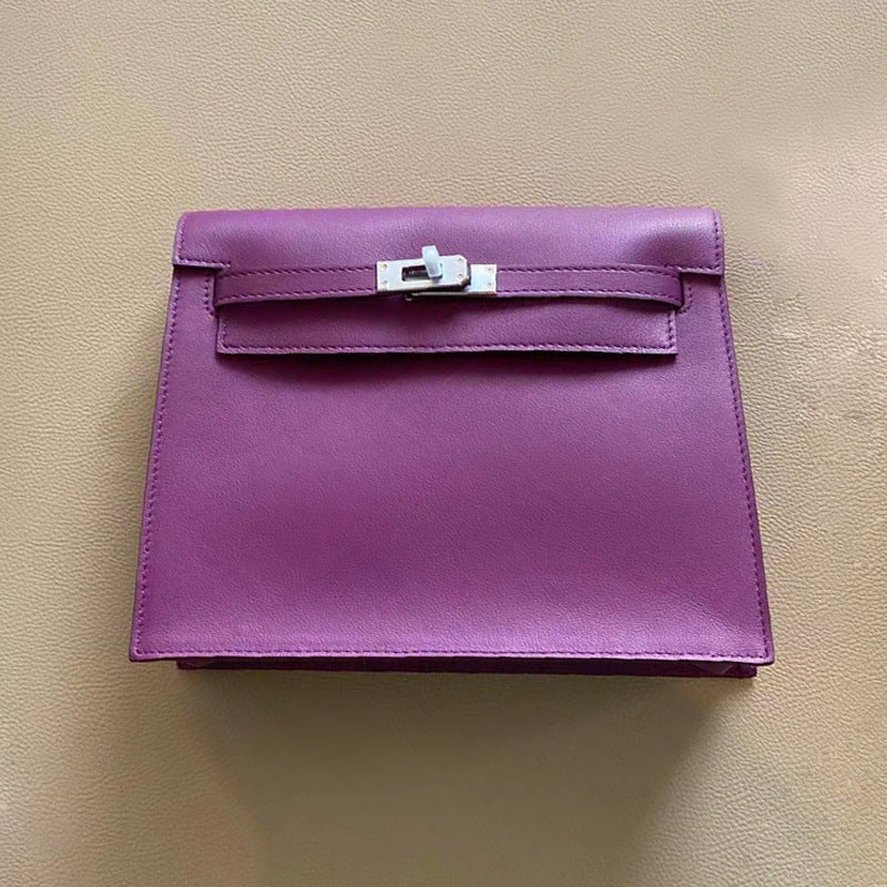 Women's Cowhide Dancing High Sense Anemone Purple Shoulder Bags