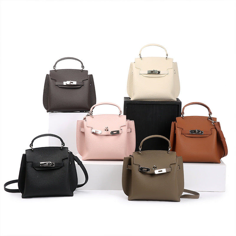 Women's Fashion Cattlehide Leather Kelly Genuine High Shoulder Bags