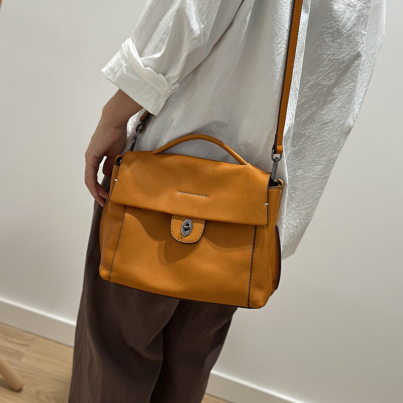 Women's Retro Imported First Layer Vegetable Tanning Handbags