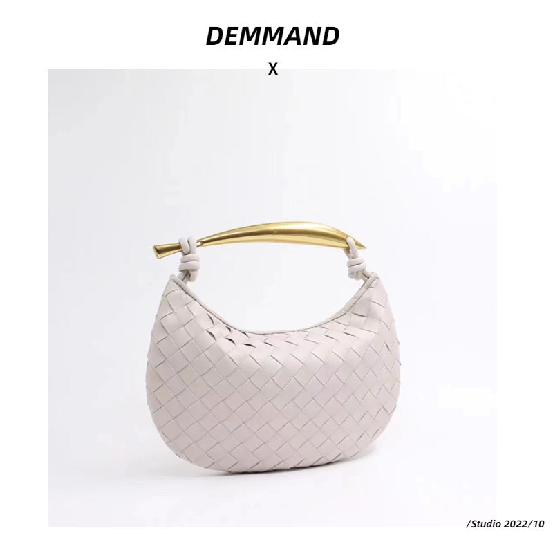 Pleated Cowhide Woven Large Capacity White Handbags