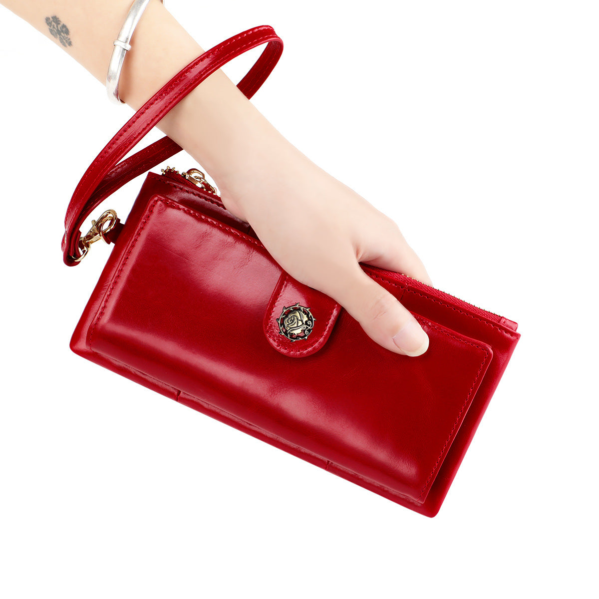 Women's Multifunctional Oil Wax Vintage Clutch Genuine Ladies Wallets