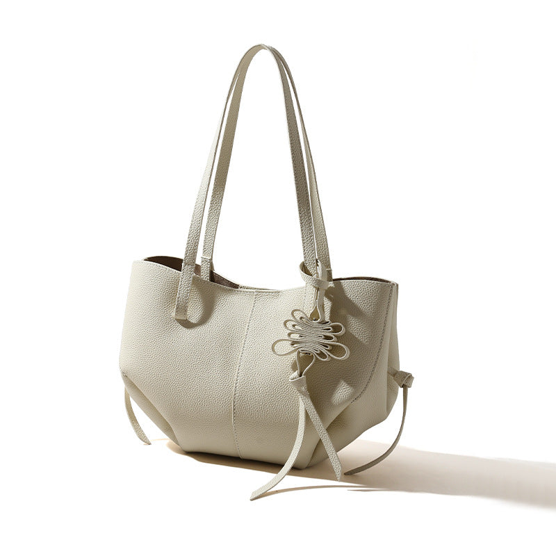 Women's Texture Niche Large Capacity Genuine Commuting Handbags