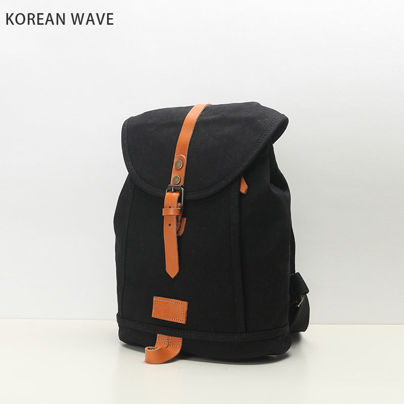 Women's & Men's & Canvas Leather For Solid Color Backpacks