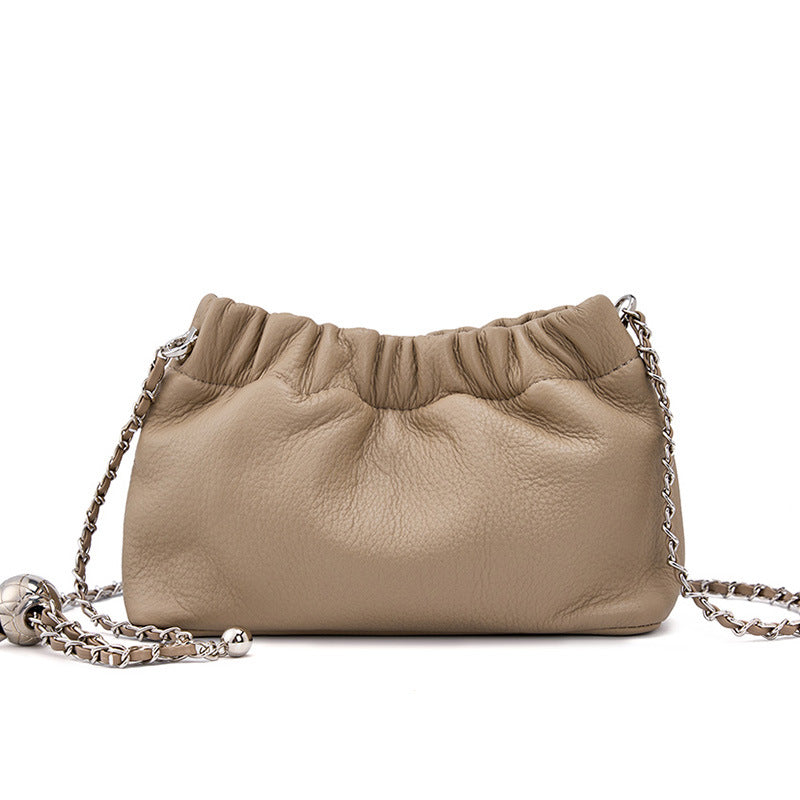 High-grade Gold Chain Cowhide Cloud Underarm Crossbody Bags