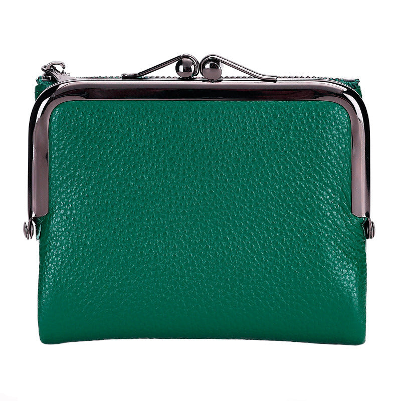 Women's Leather Short Folding Top Layer Cowhide Coin Purses
