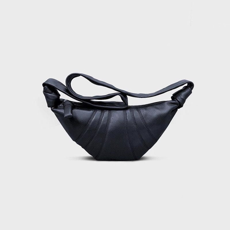 Women's Croissant Design Sheepskin Lazy Dumpling Genuine Crossbody Bags