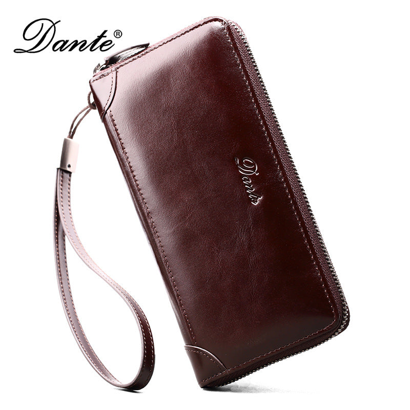 Men's Genuine Leather Hand Grab Swiping Retro Men's Wallets