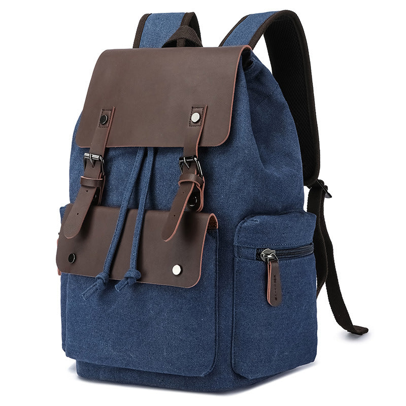 Men's Canvas Pu Leather Business Trip Lightweight Backpacks