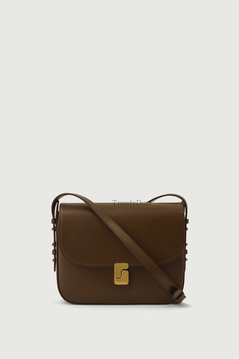 Layer Cowhide Lady Temperament Black Classic Crossbody Bags