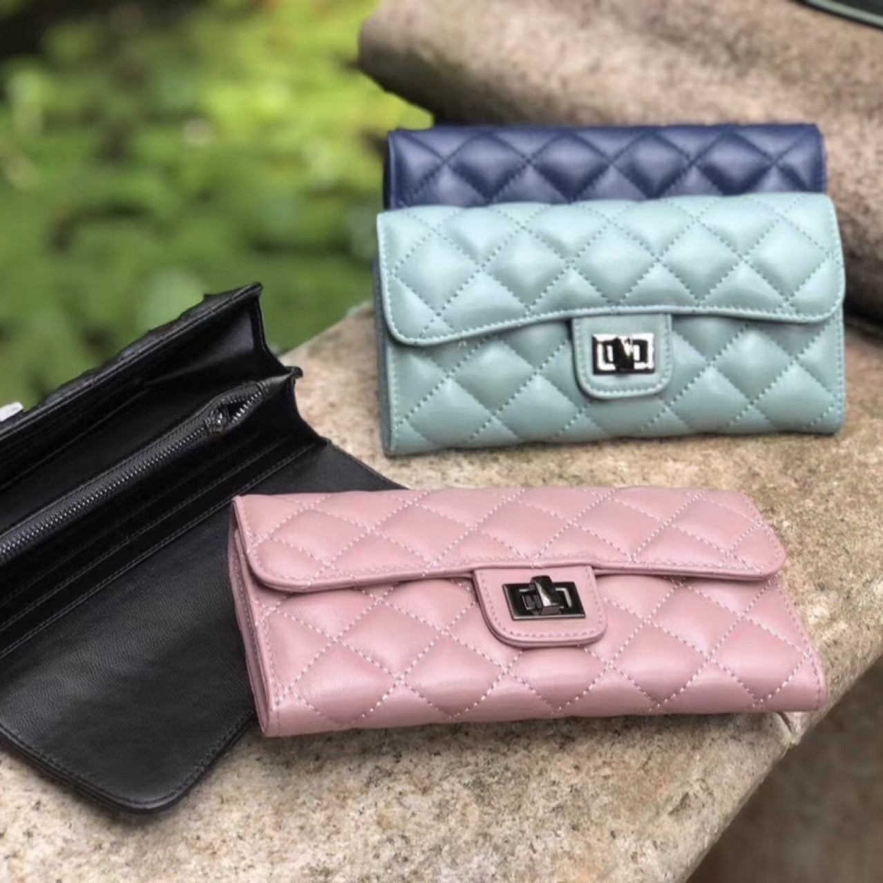 Sheepskin Female Rhombus Niche Long Fashion Genuine Coin Purses