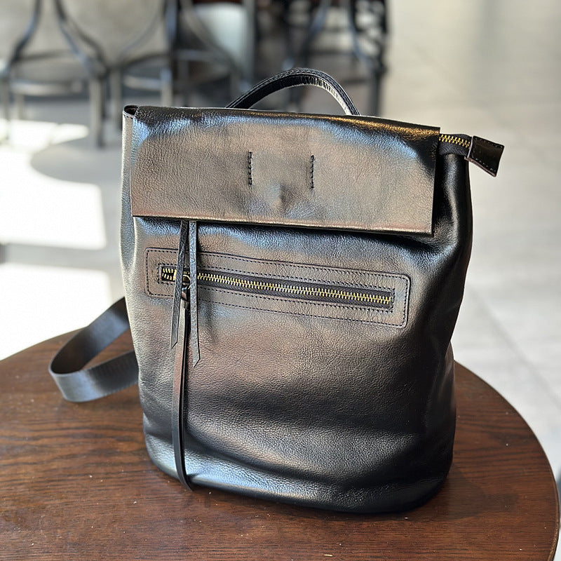 Women's Leather Large Capacity Retro Artistic Vegetable Backpacks