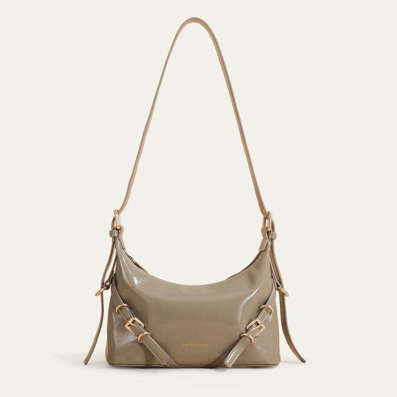 Women's Dumpling Black Texture High Sense Underarm Armpit Bags