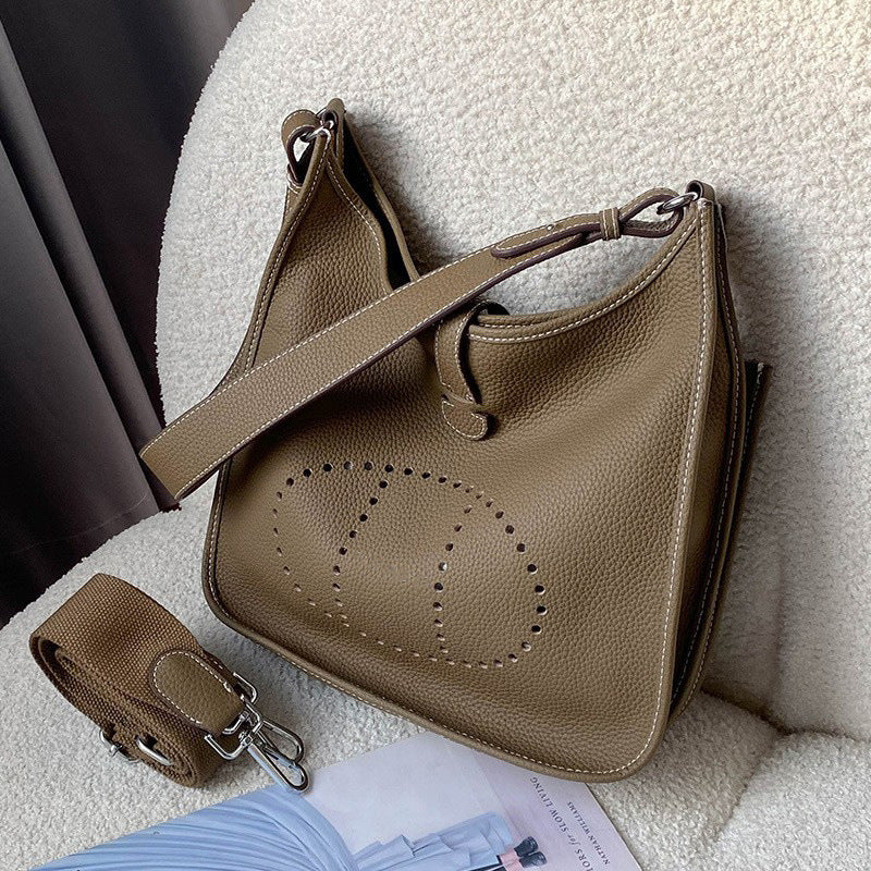 Women's Genuine Leather First Layer Cow Wide Crossbody Bags
