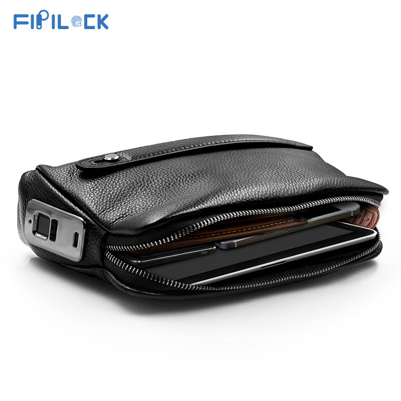 Men's Simple Lightweight Waterproof Fingerprint Clutch Smart Men's Handbags