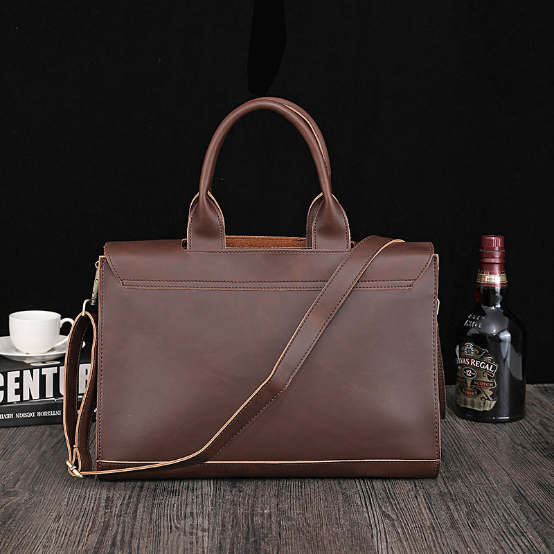 Men's Retro Korean Crazy Horse Leather Business Bags