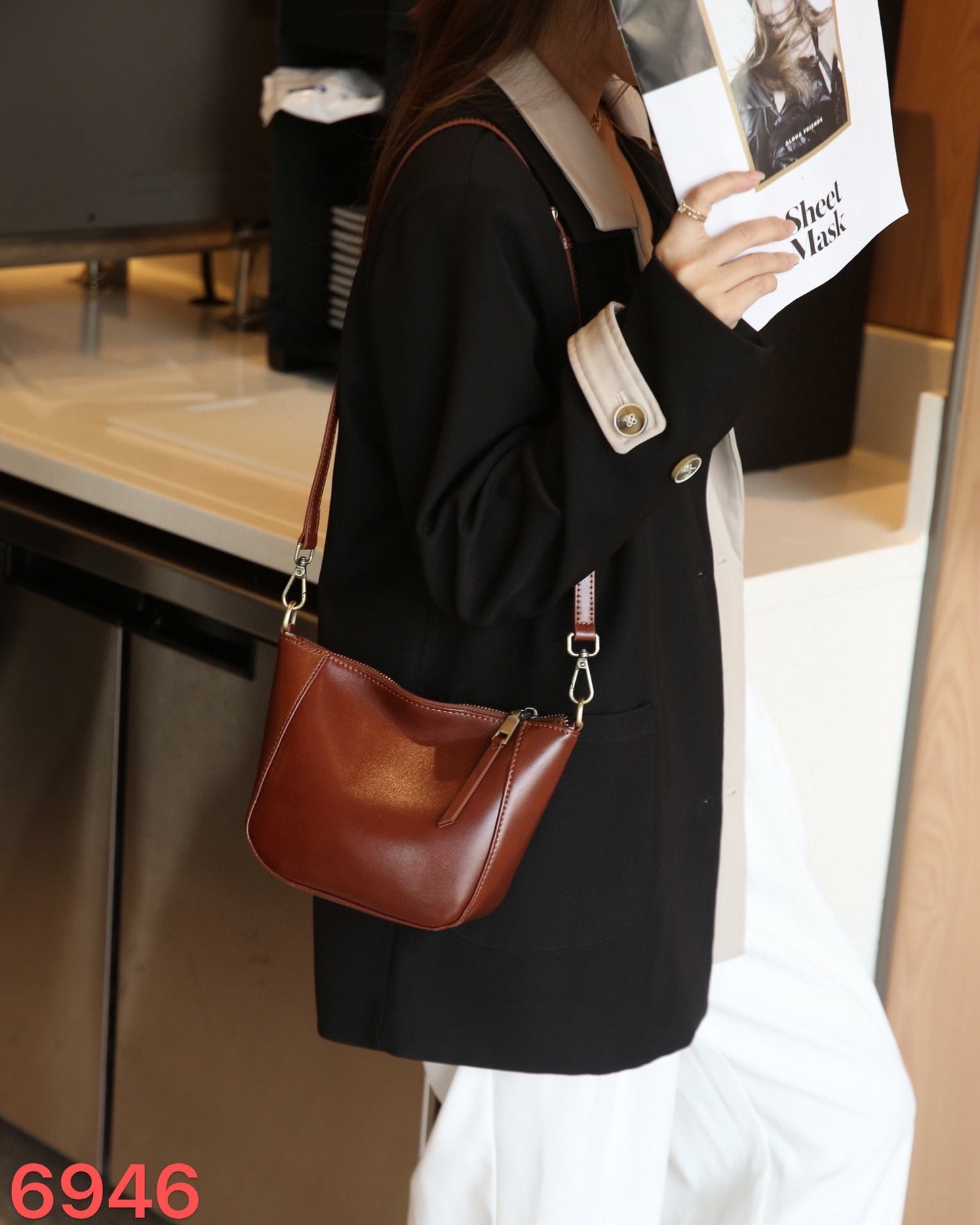 Women's Russian First Layer Cowhide High-grade Dumpling Shoulder Bags