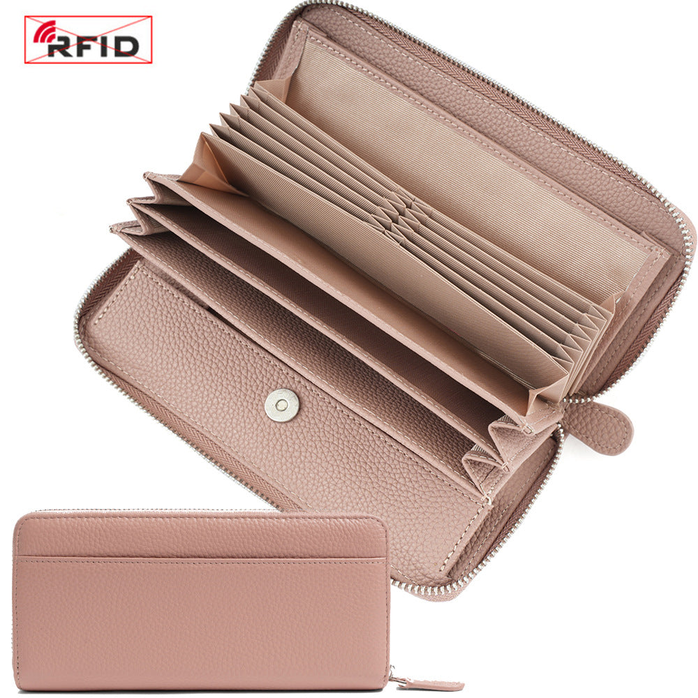 Women's Long Genuine Leather Multiple Slots Large Ladies Wallets