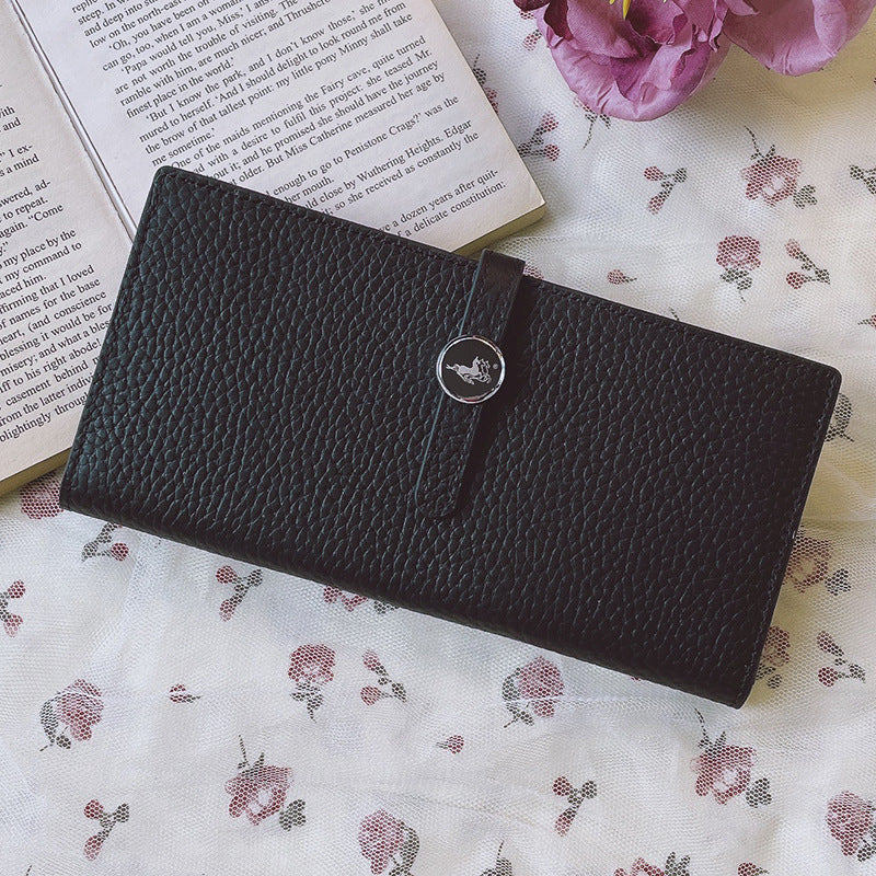 Women's Simple Genuine Cattlehide Leather Surface Multiple Ladies Wallets