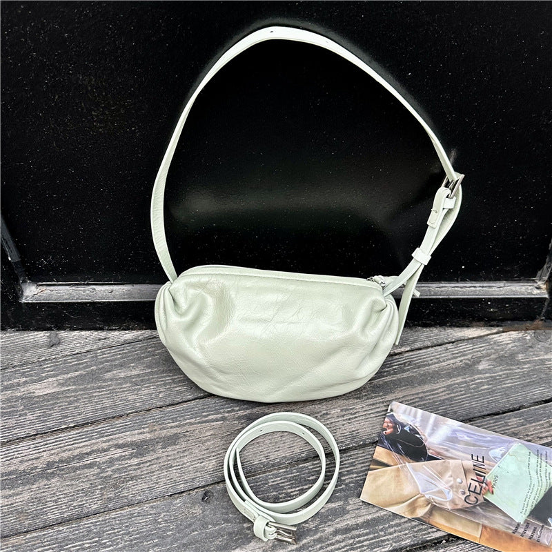 Women's Niche Pleated Dumpling First Layer Cowhide High-grade Underarm Shoulder Bags
