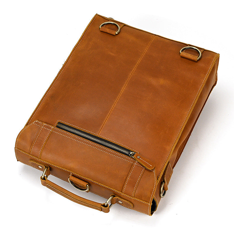 Men's Leather Retro Clamshell Crazy Horse Backpacks