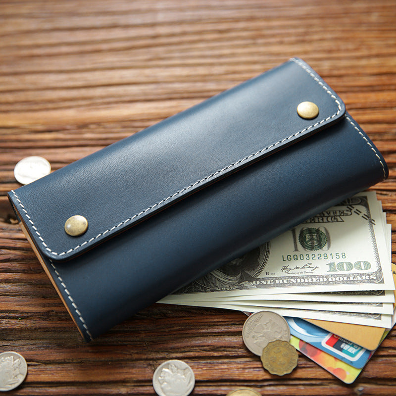 Women's & Men's & Handmade Italian Long Leather First Men's Wallets
