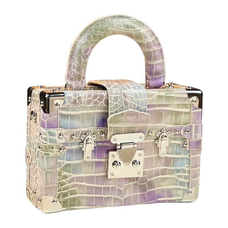 Genuine Leather Portable Box Female Crocodile Pattern Crossbody Bags