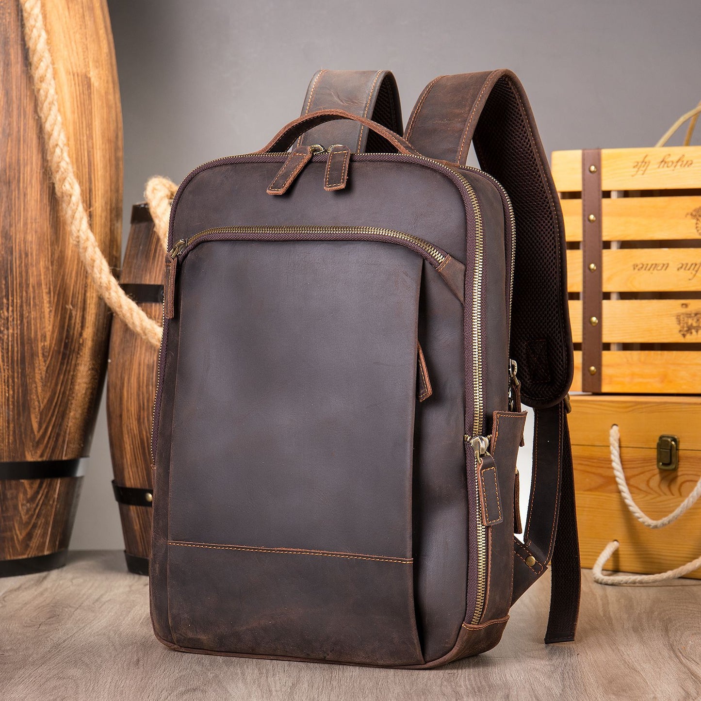 Men's Horse Leather Large Capacity Vintage First Backpacks