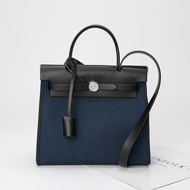 Women's Leather Retro Fashion Canvas Kelly Design Handbags