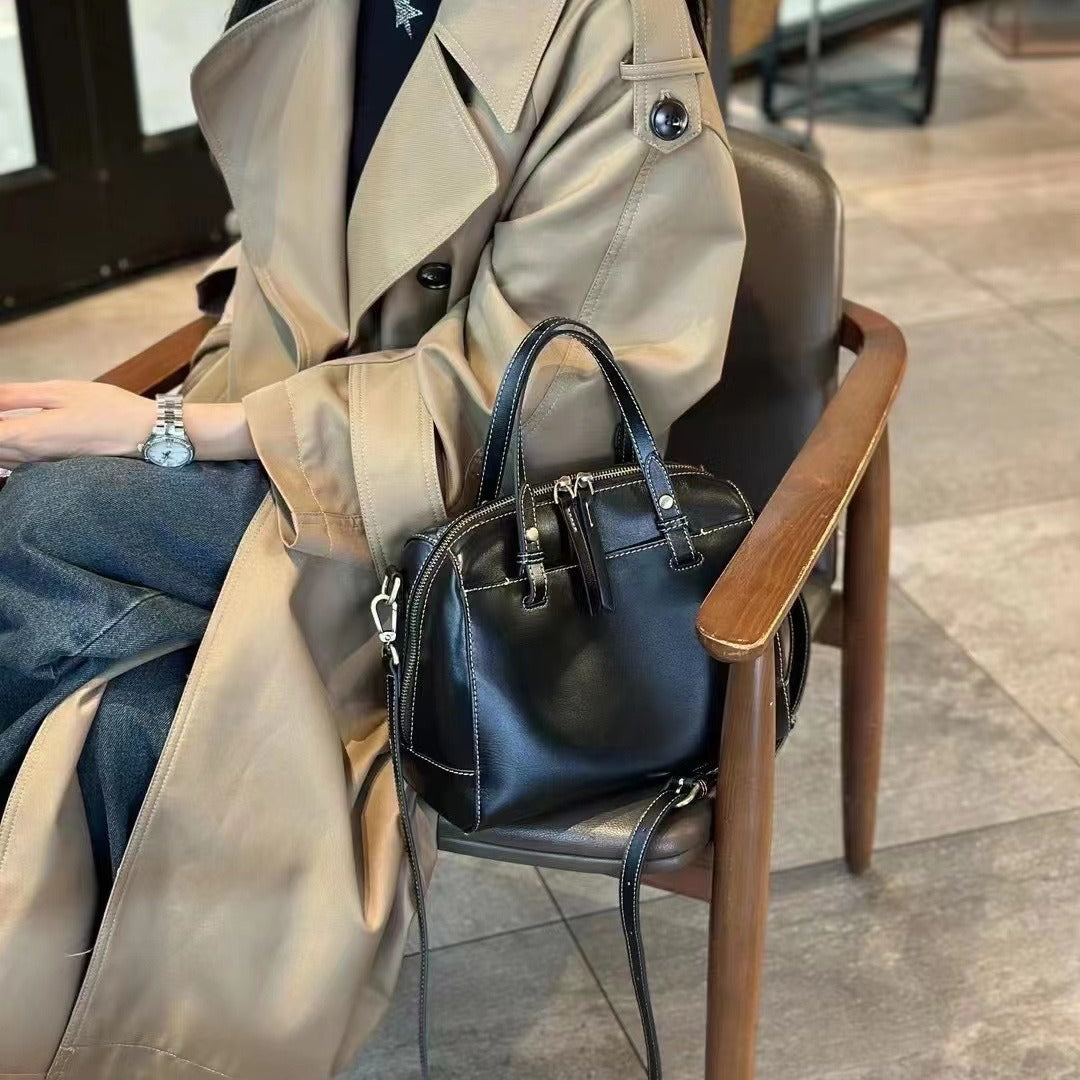 Layer Cowhide Big Vegetable Tanned Leather Handbags