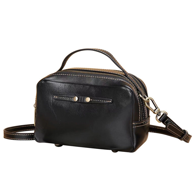 Women's Vegetable Tanned Leather Cowhide Mini Retro Crossbody Bags